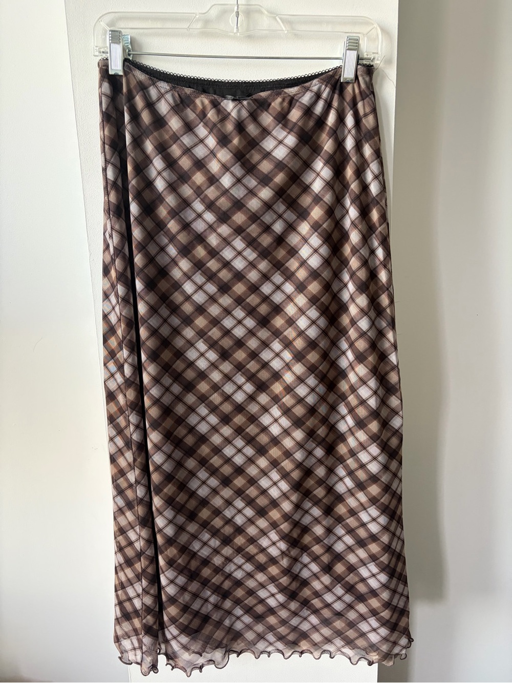 twik Brown Plaid Maxi Skirt